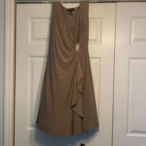 Taupe summer dress with jewel detail